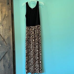 Amazon Black Top Leopard Print Maxi Dress
